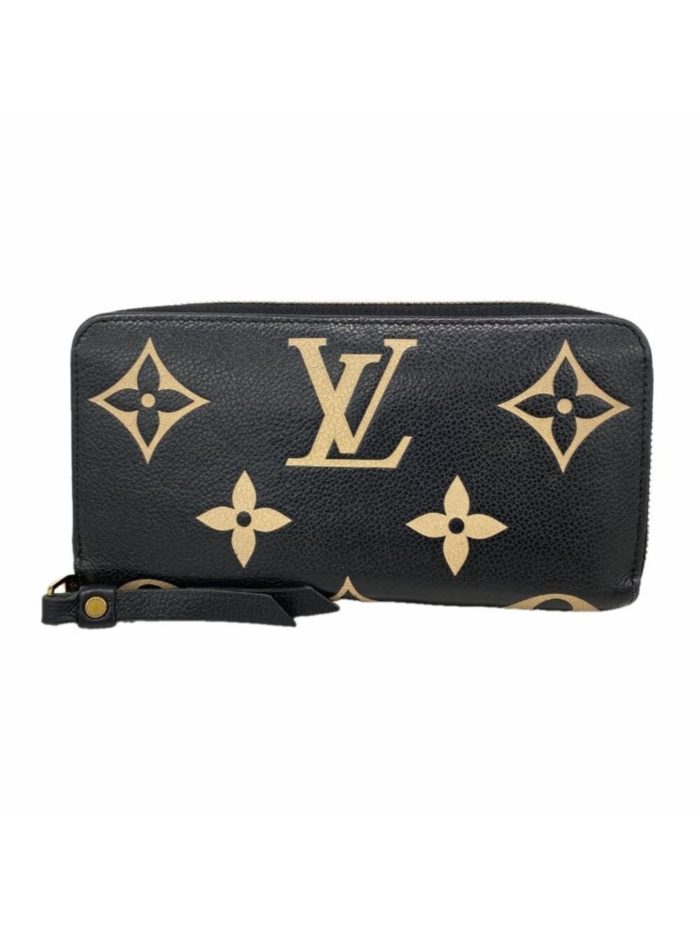 Louis Vuitton Wallet Monogram Empreinte Bicolor Zippy Black Beige